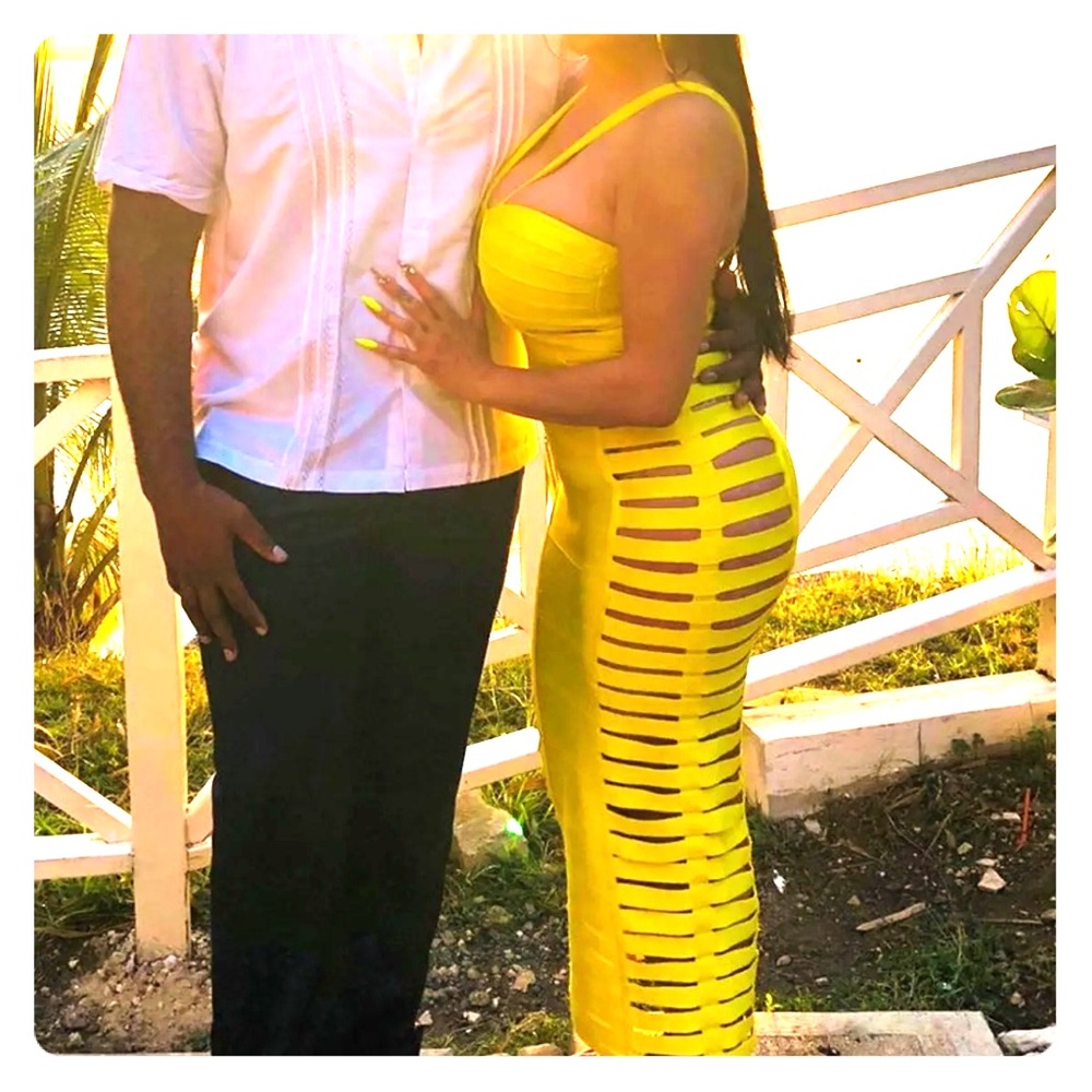 Maxi bandage dress with side cutouts